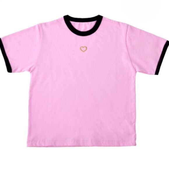 Sailor Moon Tops - SAILOR MOON museum Chibi Moon embroidered pink ringer exclusive tee shirt S